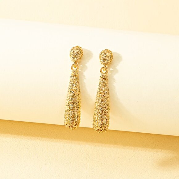 Golden Tassel Drop Earrings - Picture 3 of 5